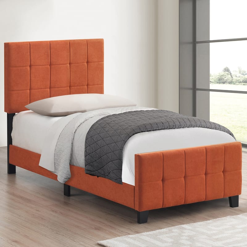 Modern Elegant Design Orange Upholstered Bed