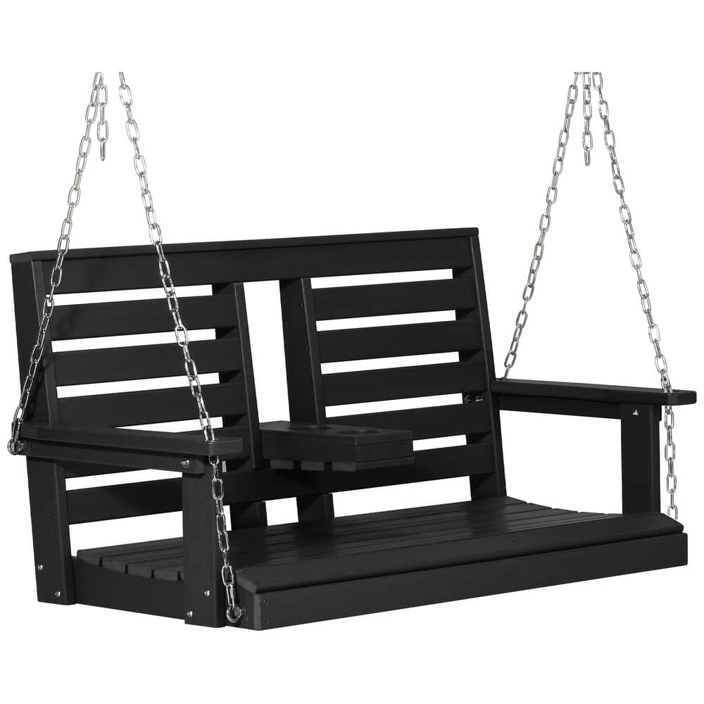 Nashville Poly 54 Inch Porch Swing with Folding Cup Holder