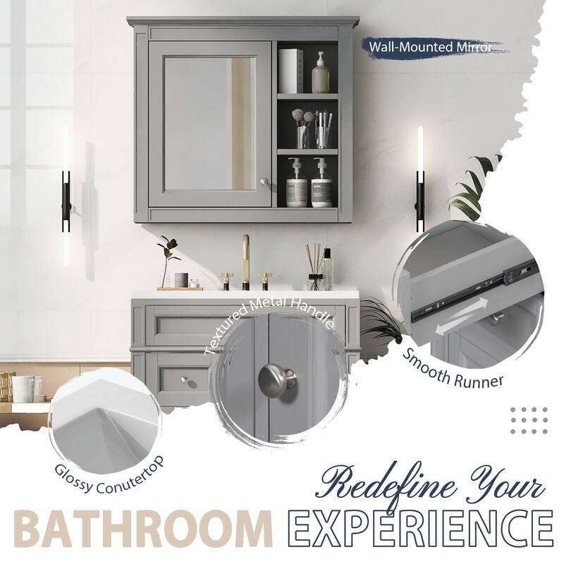 30'' Bathroom Vanity Set with Mirror Cabinet