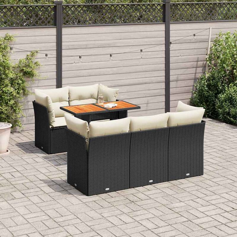 vidaXL Garden Sofa Set Black, Cream White - 21.7 x 39.4 x 28.7