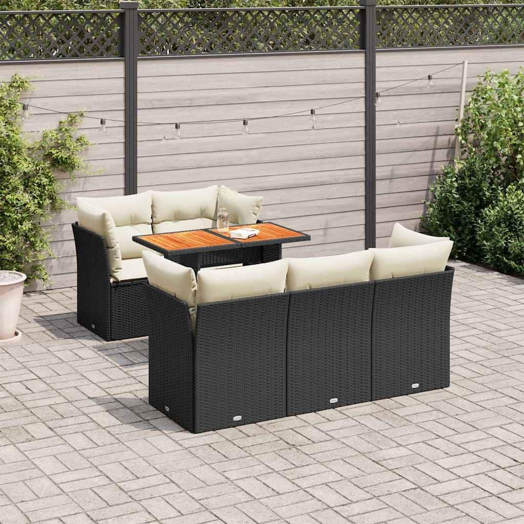 vidaXL Garden Sofa Set Black, Cream White - 21.7 x 39.4 x 28.7