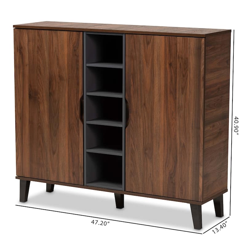 Idina Mid-Century Modern Two-Tone 2-Door Shoe Cabinet