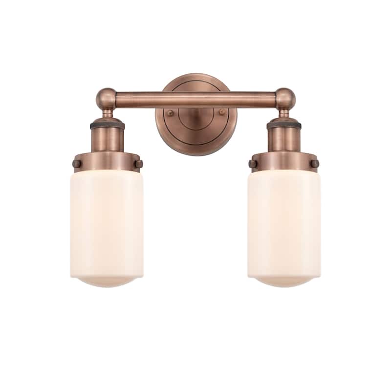 Innovations Lighting 616-2W-10-16 Dover Vanity Dover 2 Light 16" Wide - Antique Copper / Matte White