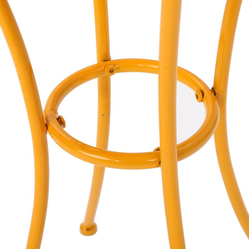 Outdoor Side Table with Tile Mosaic Table Top and Metal Legs, Yellow - 11.02