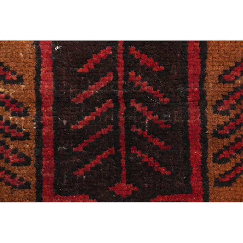 Hand Knotted Oriental 100% Wool Carpet Traditional Tribal Red Ardebil Runner Rug - 9' 3'' X 3' 4''