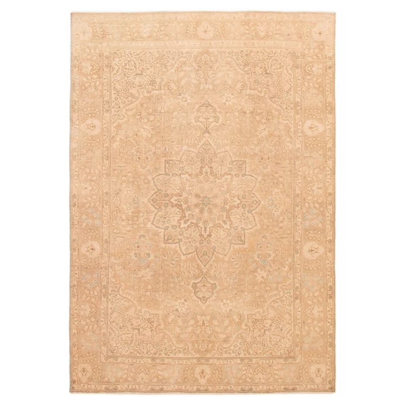 ECARPETGALLERY Hand-knotted Antalya Vintage Tan Wool Rug - 6'9 x 9'10 - Tan - 6'9 x 9'10