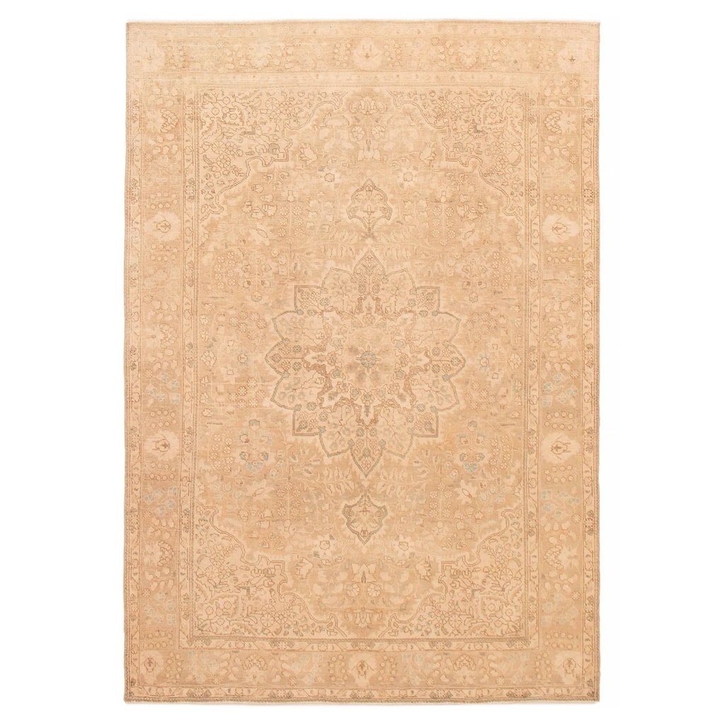 ECARPETGALLERY Hand-knotted Antalya Vintage Tan Wool Rug - 6'9 x 9'10