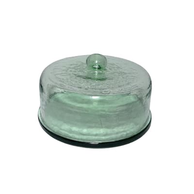 Cake Recycled Glass Dome w/Plate Dia 11.3" Light Green