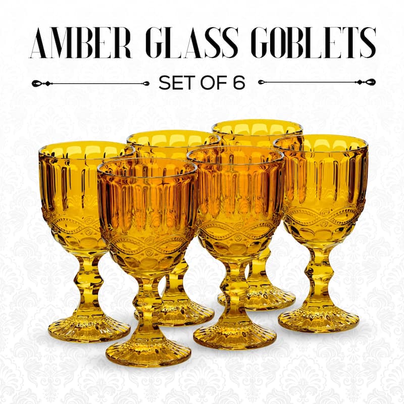 Elle Decor Set of 6 Colored Vintage Wine Glasses - 8.4 oz.