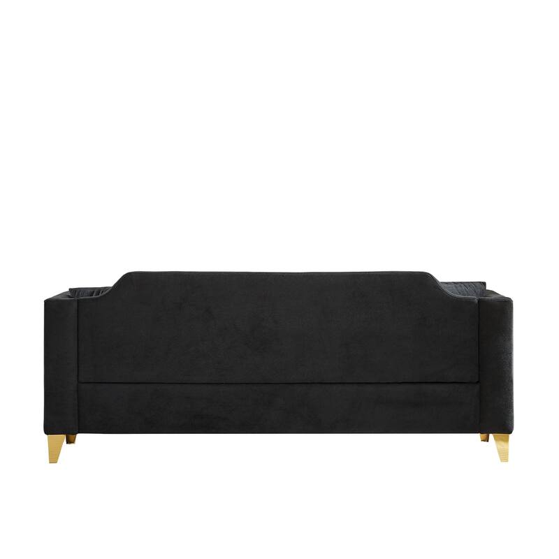 81" 3-Seat Buttons Tufted Nailheads Couch with Pillows