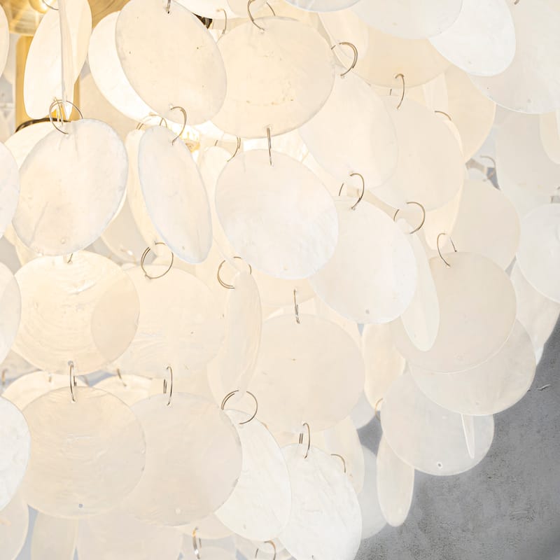 CraftHome 6-Light Vintage Coastal Natural Capiz Shell Tierd Chandelier - W:22"