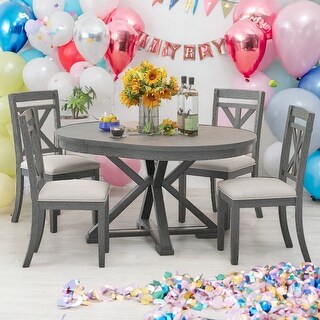 Retro Style 5-Piece Dining Table Set with Extendable Table and 4 ...