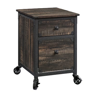 Brown Mobile File Cabinet with Hanging Drawer and Casters for Office Storage