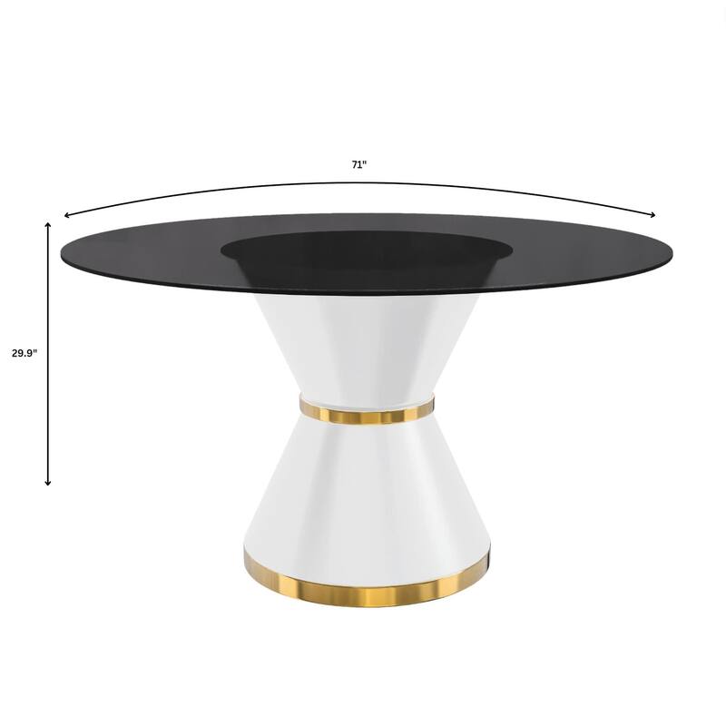 Round Dining Table with a Glass/Stone Tabletop in Qorvus Series by LeisureMod