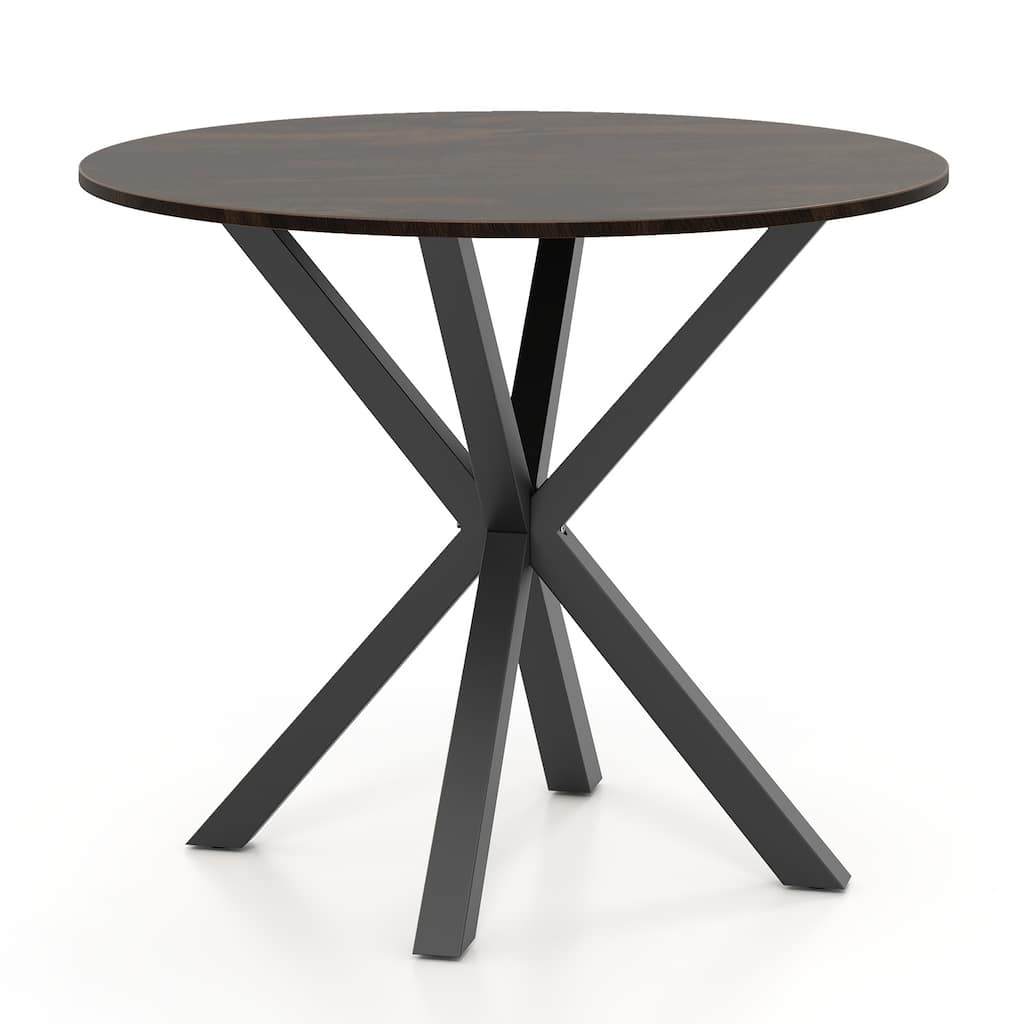 36-Inch Modern Round Kitchen Table with X-Base Pedestal and Rubber Wood Legs Ideal for Dining - 36" x 30"
