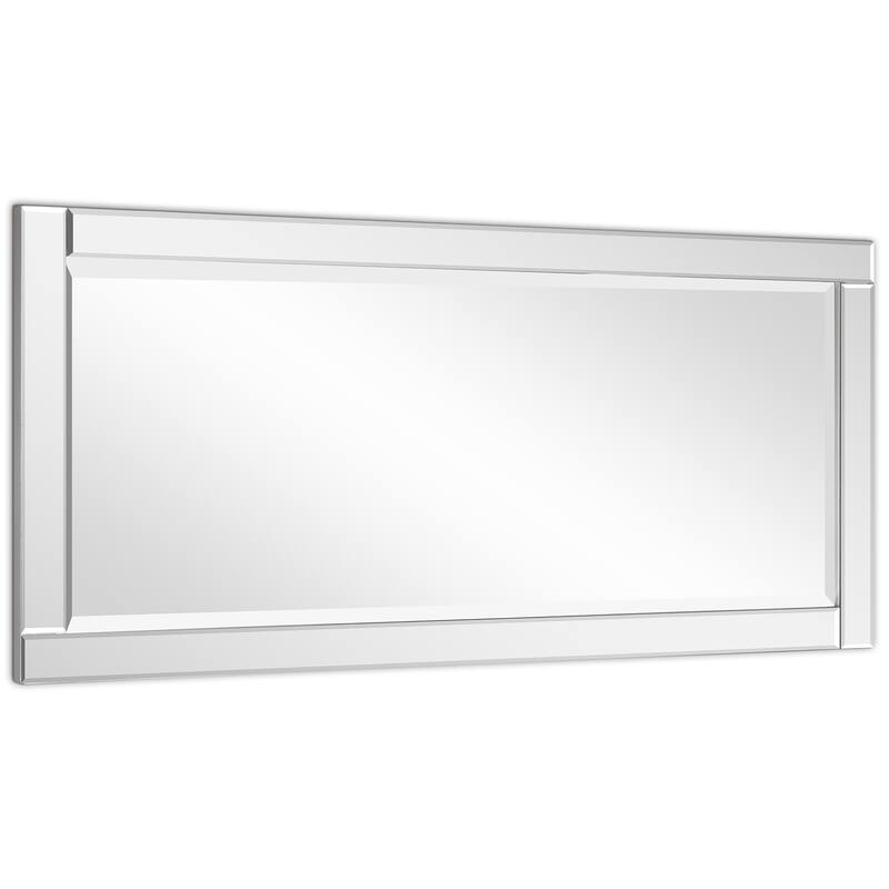 Moderno Beveled Rectangle Wall Mirror, Solid Wood Frame,1"-Beveled Center Mirror, Ready to Hang - Clear