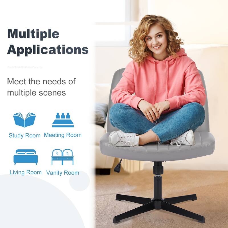 Modern Armless PU Leather Office Chair