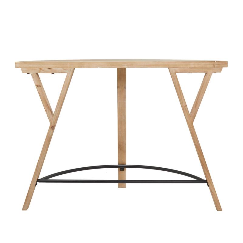 Brown Wood Half Moon Console Table - 42 x 16 x 31