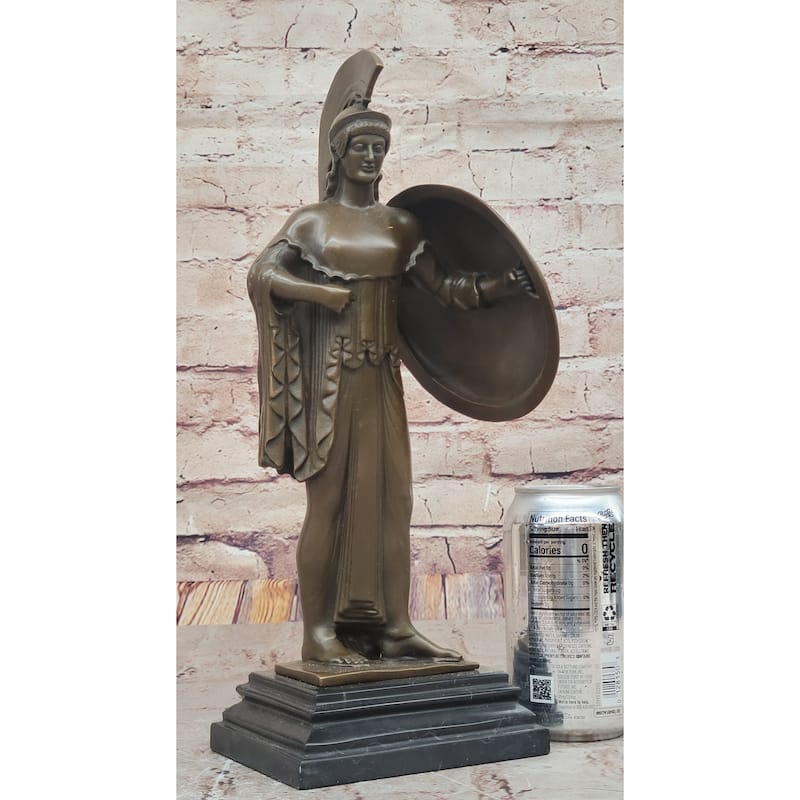 Bronze Sculpture Of Athena With Shield And Helmet By Milo