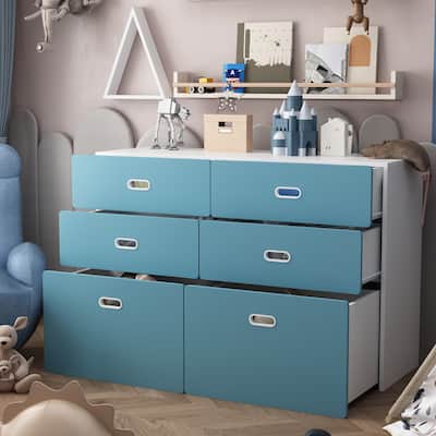 6Drawer Dresser Blue Dresser Nursery Dresser Storage Organizer Cabinet