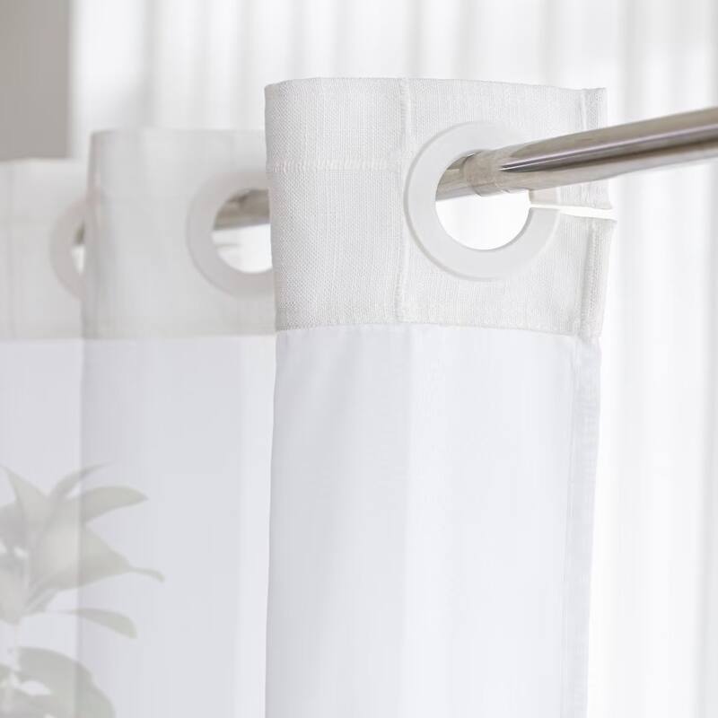 No Hook Geometric Tassels Shower Curtain with Snap-in Liner