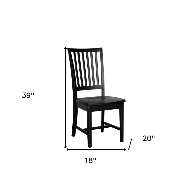 HomeRoots Black Wood Slat Back Dining Side Chair - 18.00 in. x 39.00 in. x 20.00 in.