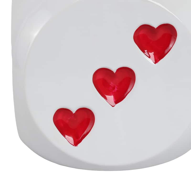 Ceramic Planter Heart Graphic Dice-Inspired Decorative Plant Holder - 6" x 6" x 6"