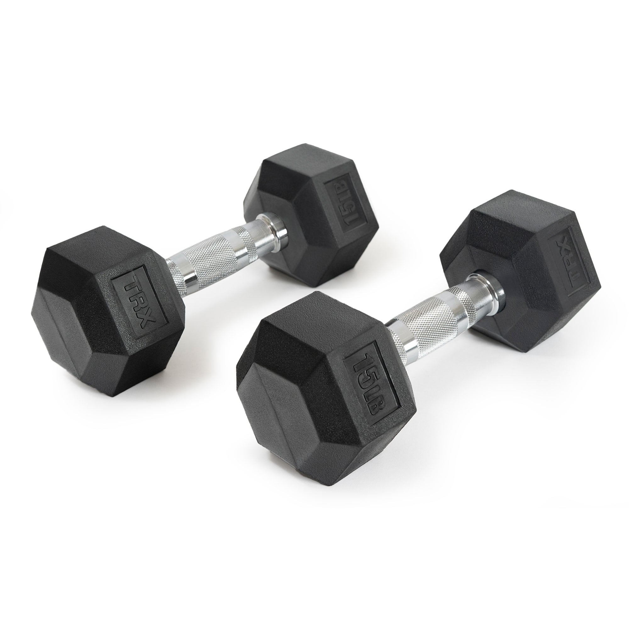 TRX Hex Rubber 15lb Dumbbell Weight Strength Training Workout