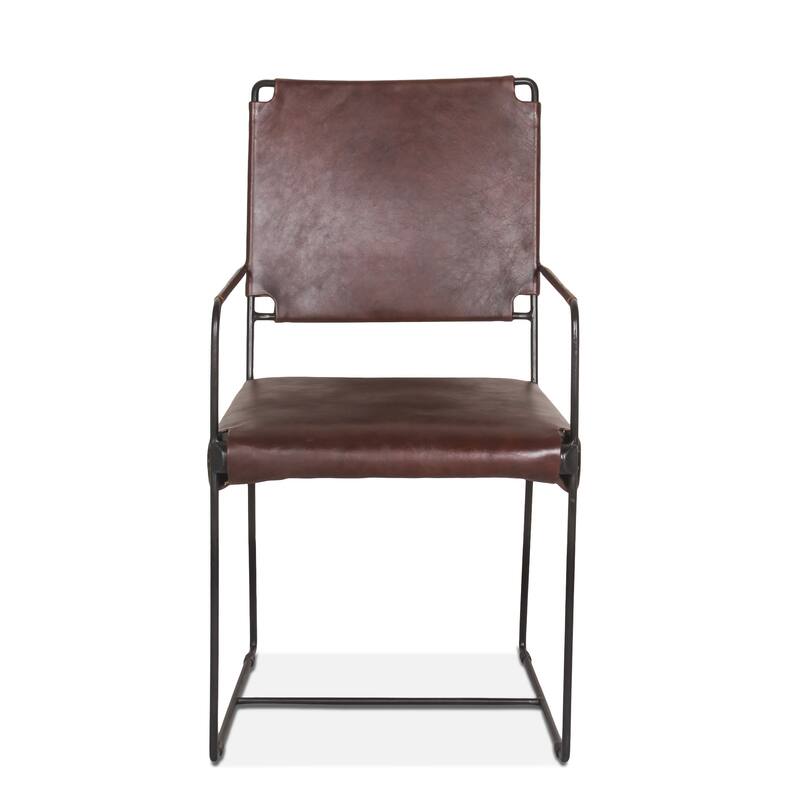 Melbourne Industrial Modern Dining Chair - Chocolate Brown - Armchair