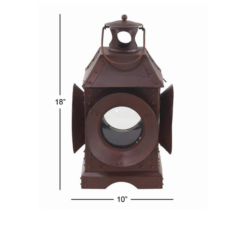Industrial Brown Metal Lantern 10 x 18 - 10 x 10 x 18