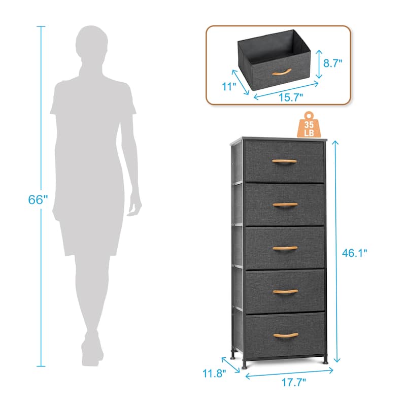 VredHom 5 Drawers Vertical Dresser Storage Tower