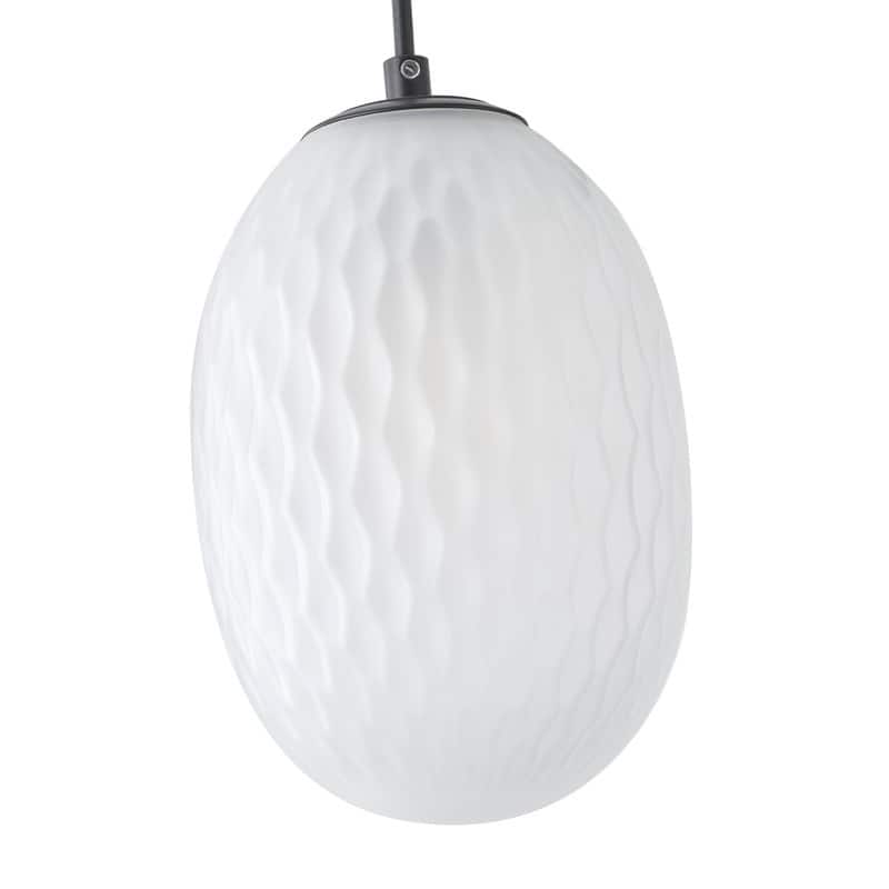 3-Light Modern Glass Pendant Light Cluster with Matte Black Canopy for Dining Room & Entryway