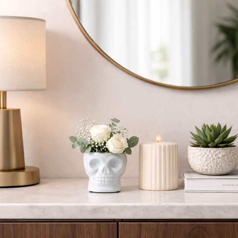 Decorative Ceramic Skull Table Vase