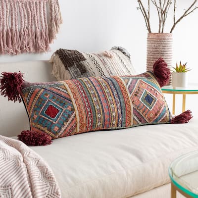 Livabliss Nthanda Traditional Coral Throw Pillow 30 inch x 12 inch