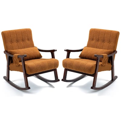 AVAWING 2PCS Upholstered Rocking Chair with Massage Lumbar Support