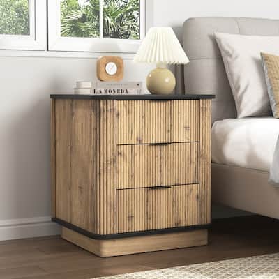 Three-drawer MDF Storage Nightstand, Bedside Cabinet for Bedroom