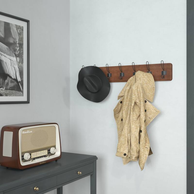 Wall Mounted Storage Rack with 7 Hooks