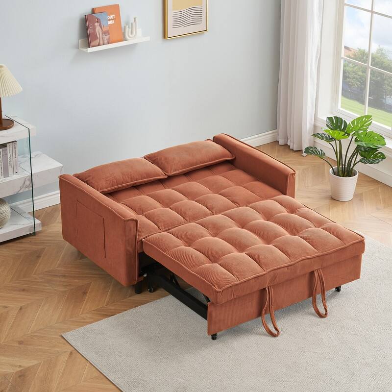 55" Corduroy Double Upholstered Sofa Bed