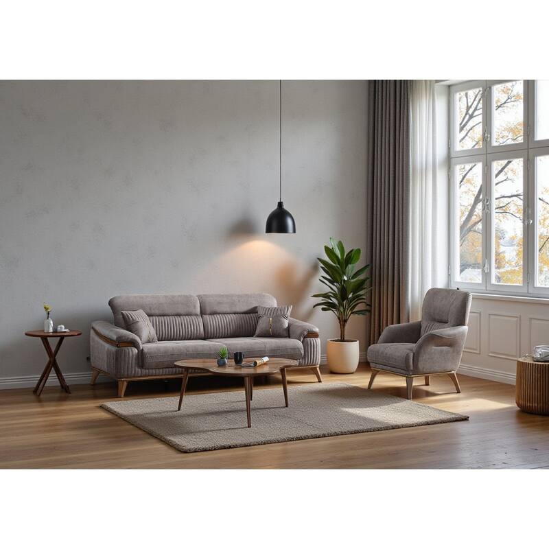 Ravelle 2 Pieces Living Room Sets 1 Sofa 1 Chair - Grey