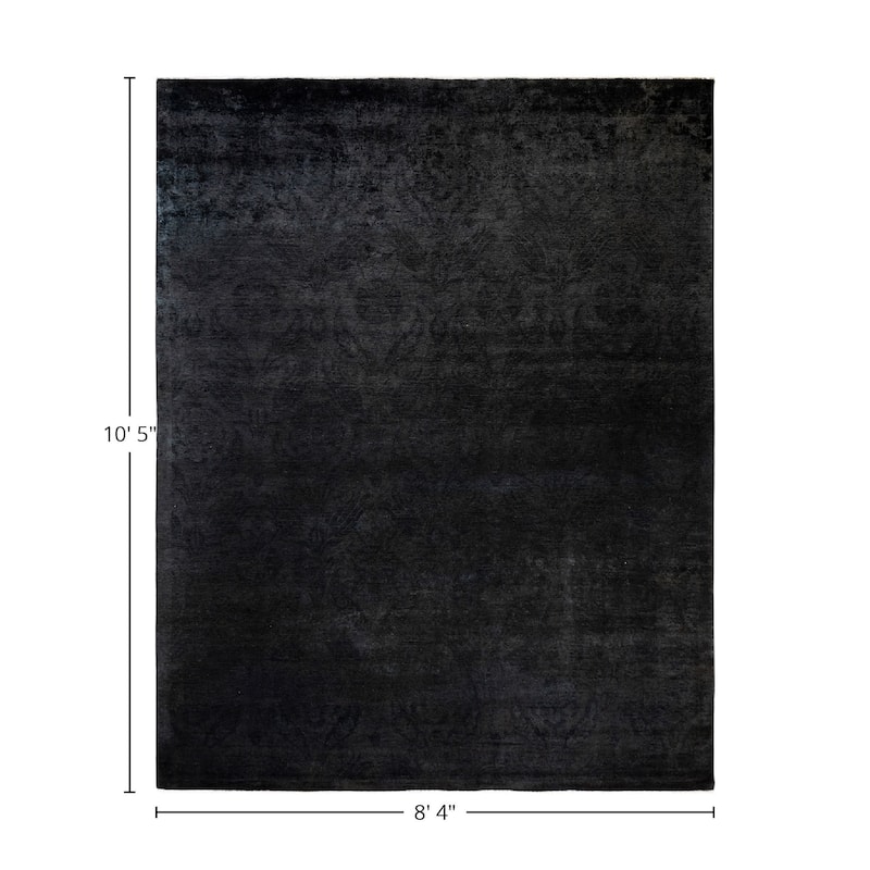 Overton Hand Knotted Wool Vintage Inspired Modern Contemporary Overdyed Black Area Rug - 8' 4" x 10' 5"