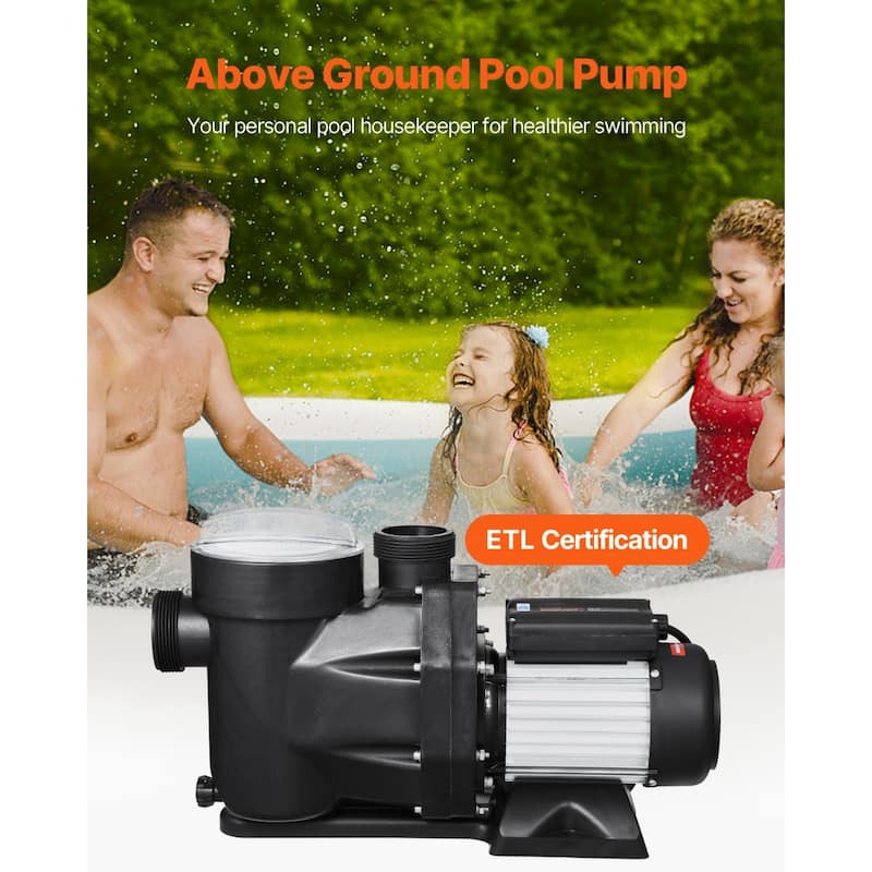 Above Ground Pool Pump with Motor for Efficient Water Circulation - 2 HP