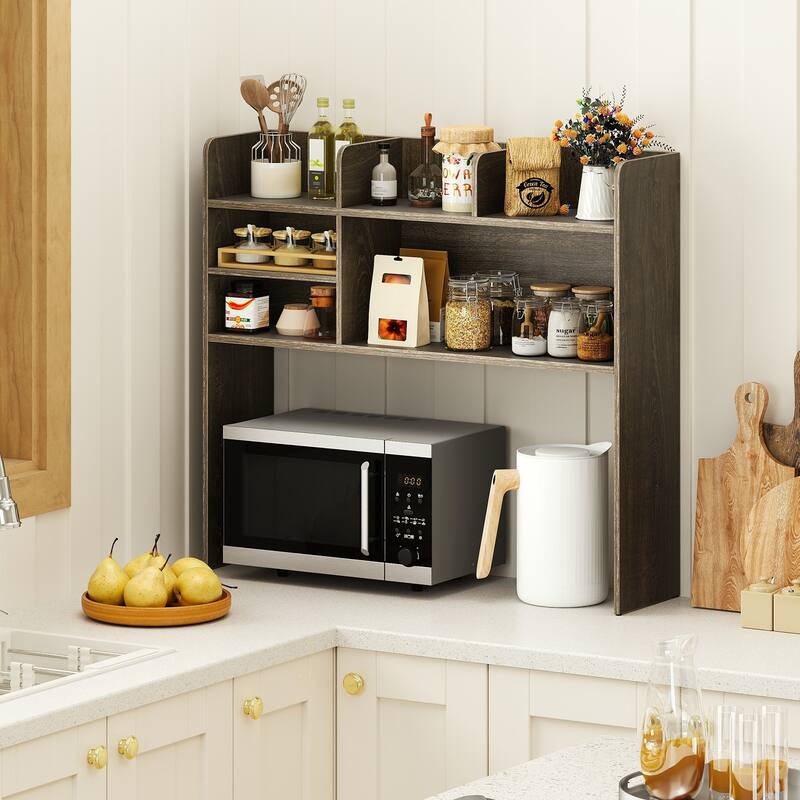 Gymax 3-Tier Desktop Bookshelf w/ 6 Shelves Desk Organizer for