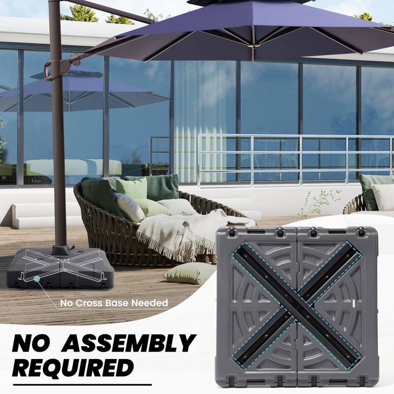 Heavy Duty Sand Water Fillable Patio Offset Cantilever Umbrella Base with Wheels