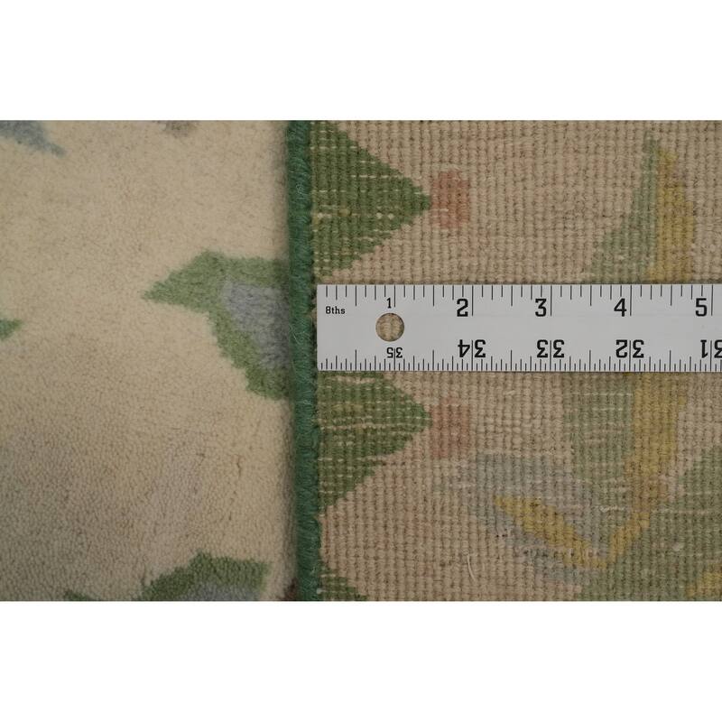 Hand-knotted Traditional Wool Beige Floral Oriental Area Rug - 12' 2'' X 9' 0''