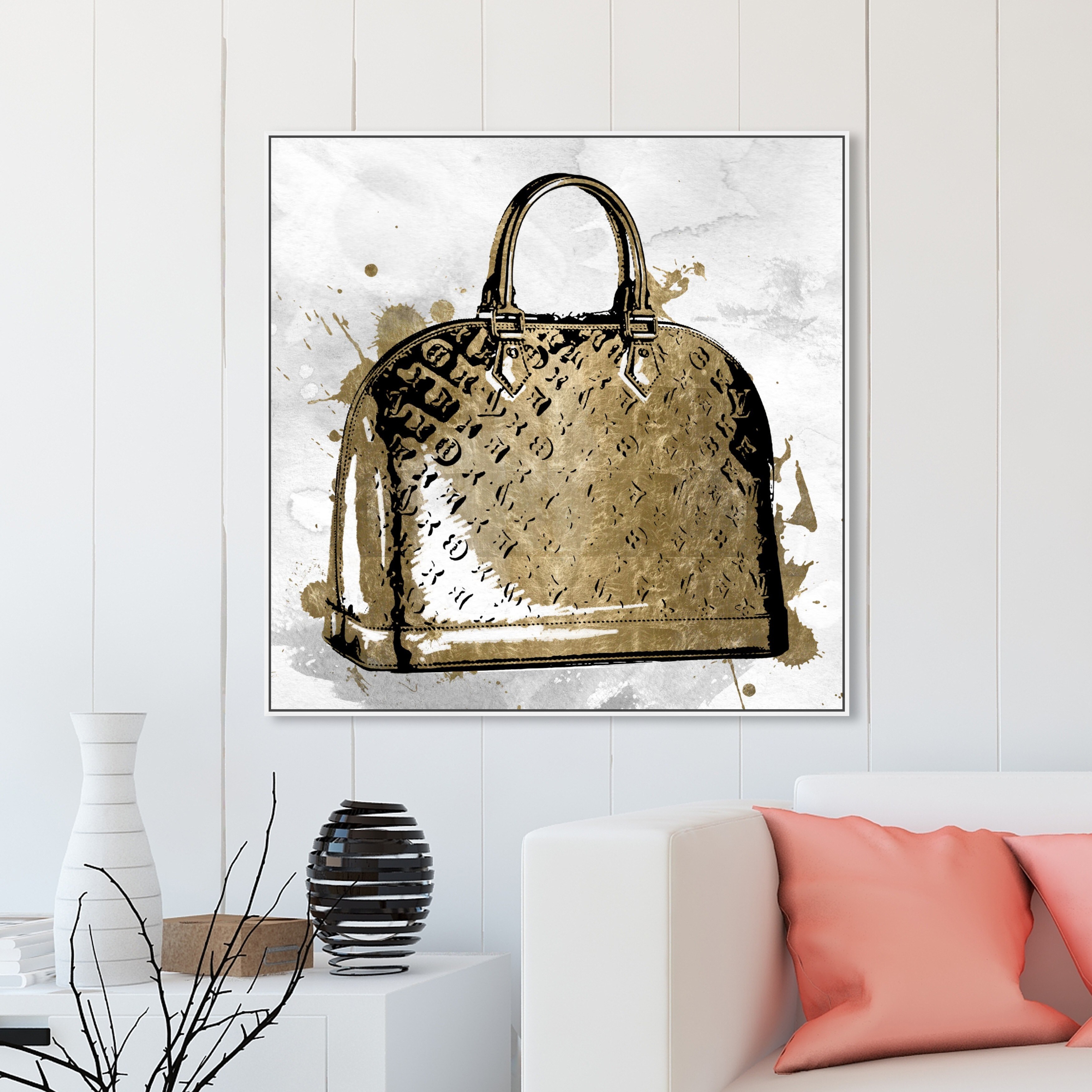 Fashion and Glam Wall Art Canvas Prints Royal Bag and Luggage Gold