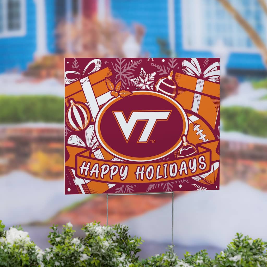 Virginia Tech Yard Sign, Happy Holidays - 24" x 18"