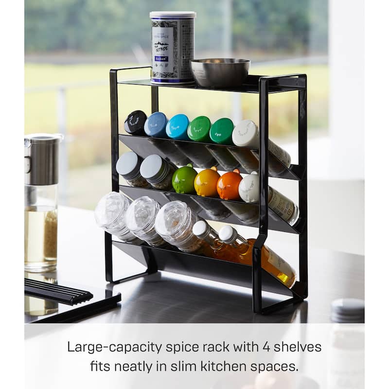 Yamazaki Home Four-Tier Slim Spice Rack, Steel - L 3.74 x W 9.45 x H 10.51 inches