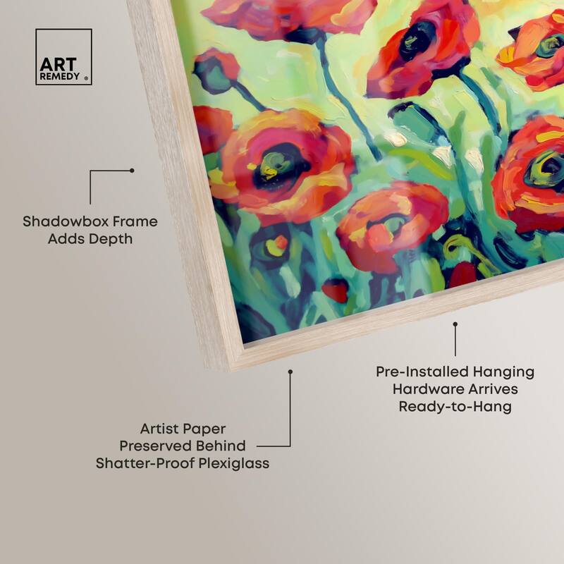 Red Poppy Field I Shadowbox by Art Remedy