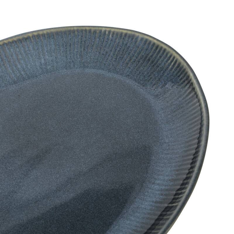 Gibson Elite Sandy Pines 3 Piece Oval Platter Set, 15.7", 13.75" & 12" Stoneware Reactive Serving Platters