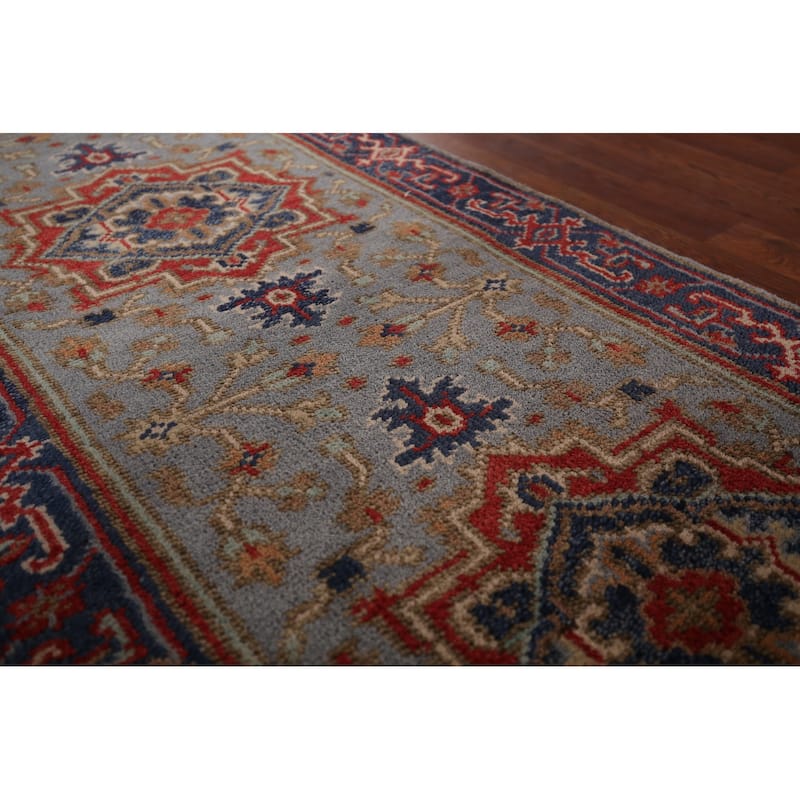 Blue Gray Heriz Serapi Oriental Runner Rug Hand-Knotted Wool Carpet - 2'7"x 8'0"